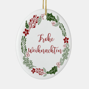 Ornamento De Cerâmica Terra de Natal Alemã, Frohe Weihnachten