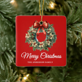 Ornamento De Cerâmica Terra de Natal Elegante Watercolor