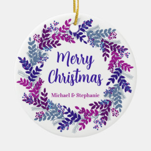 Ornamento De Cerâmica Terra de Natal Roxo Elegante