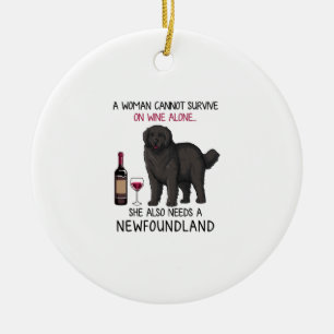 Ornamento De Cerâmica Terra Nova e Vinho Cachorro Engraçado