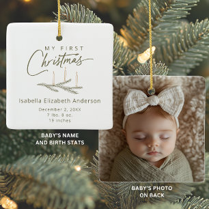 Ornamento De Cerâmica Terra Tons Nascimento Stats Foto Meu Primeiro Nata