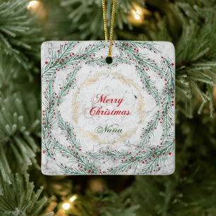 Ornamento De Cerâmica Terra Verde e Vermelha em Marble Nana