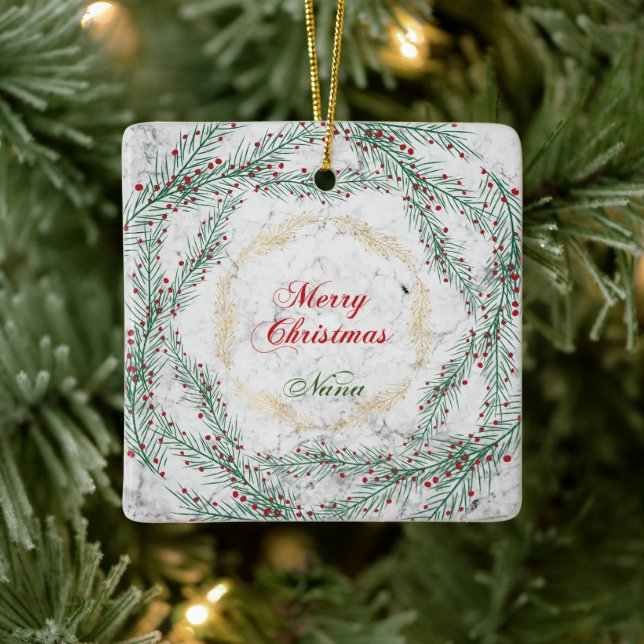 Ornamento De Cerâmica Terra Verde e Vermelha em Marble Nana (Árvore)