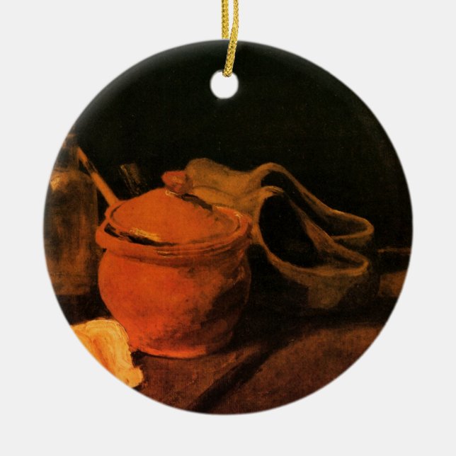 Ornamento De Cerâmica Terrenos, garrafas e blogues por Vincent van Gogh (Frente)