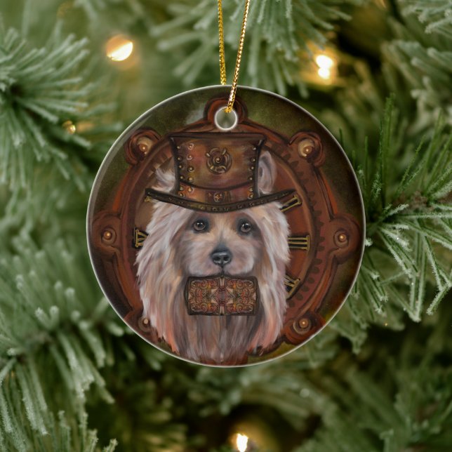 ORNAMENTO DE CERÂMICA TERRIER AUSTRALIANO (Árvore)