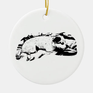 Ornamento De Cerâmica Terrier de Lembrança, Descansando e Pronto