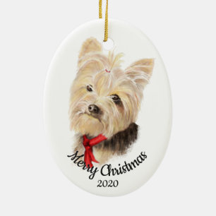 Ornamento De Cerâmica Terrier Dog Pet de Terrier Dog de Yorkshire com da