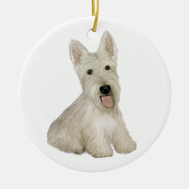 Ornamento De Cerâmica Terrier Escocês - trigo (Frente)