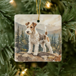 Ornamento De Cerâmica Terrier Fox de Pelo Cabeludo