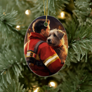 Ornamento De Cerâmica Terrier Jack Russell Bombeiro, Cachorrinho, Amante
