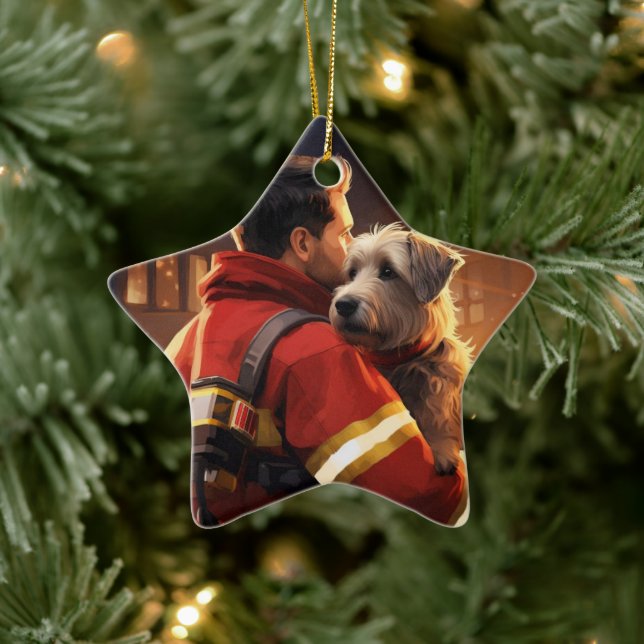 Ornamento De Cerâmica Terrier Jack Russell Bombeiro, Cachorrinho, Amante (Árvore)