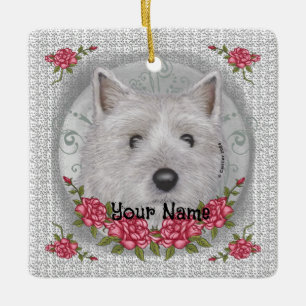 Ornamento De Cerâmica Terrier Rose Cairn