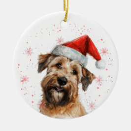 Ornamento De Cerâmica Térrier Ruivo Natal Personalizado