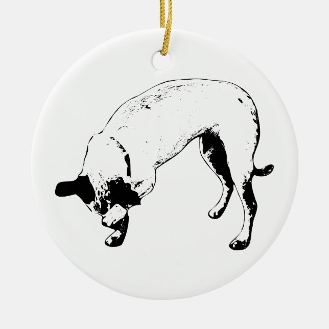Ornamento De Cerâmica Terrier Sem Espiar OrnBashful Terrier Olhadela de  (Frente)