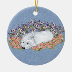 Ornamento De Cerâmica Térrier West Highland White em Repouso