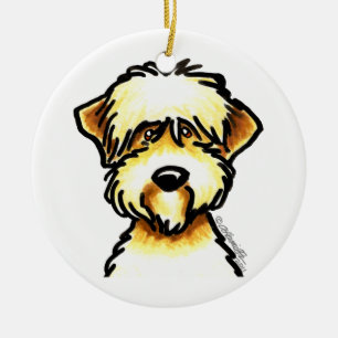 Ornamento De Cerâmica Terrier Wheaten brandamente revestido enfrenta