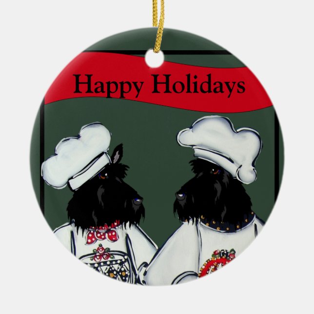 Ornamento De Cerâmica Terriers escoceses (Frente)