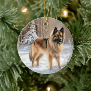 Ornamento De Cerâmica Tervuren Belga Deixe Nevar Natal