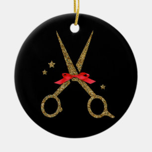 Ornamento De Cerâmica Tesoura com brilho no ouro - Estilista de cômodos 