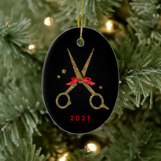 Ornamento De Cerâmica Tesoura de Ouro estilista de penhores do cabelo