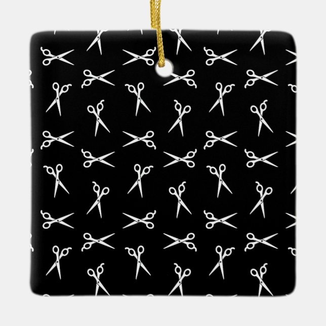 Ornamento De Cerâmica Tesoura Salon Hair - Impressão - Barber Sheers (Frente)