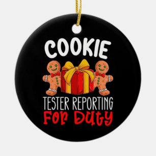 Ornamento De Cerâmica Testador De Cookies Se Apresentando Para O Serviço