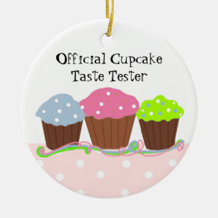 Ornamento De Cerâmica Testador de Gosto do Cupcake Oficial