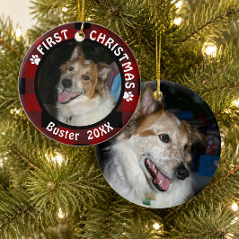Ornamento De Cerâmica Teste de 2 Fotos em Buffalo de 2 Frentes de NATAL 