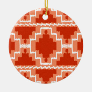 Ornamento De Cerâmica Teste padrão asteca de Ikat - oxidação, laranja
