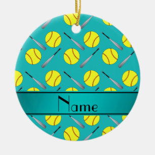 Ornamento De Cerâmica Teste padrão conhecido personalizado do softball