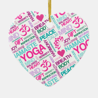 Ornamento De Cerâmica Teste padrão cor-de-rosa da IOGA de Namaste, de