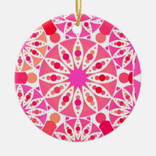 Ornamento De Cerâmica Teste padrão da mandala, máscaras do rosa e cora
