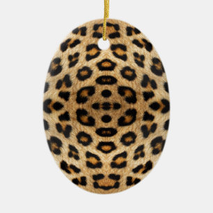 Ornamento De Cerâmica Teste padrão da pele do leopardo do caleidoscópi