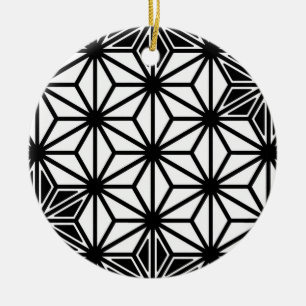 Ornamento De Cerâmica Teste padrão de Asanoha do japonês - branco e
