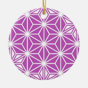 Ornamento De Cerâmica Teste padrão de Asanoha do japonês - orquídea