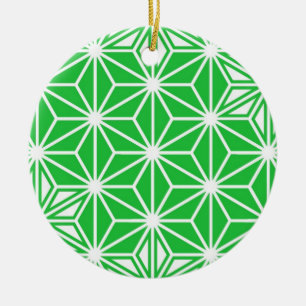 Ornamento De Cerâmica Teste padrão de Asanoha do japonês - verde de ja
