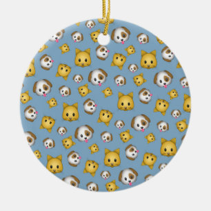 Ornamento De Cerâmica Teste padrão de Emoji dos gatos e dos cães