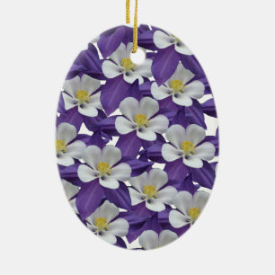 Ornamento De Cerâmica Teste padrão de flor aquilégia