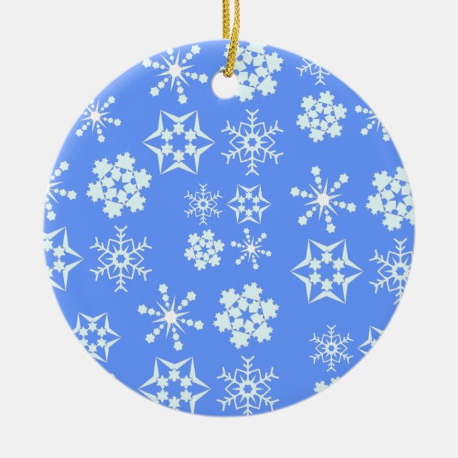 Ornamento De Cerâmica Teste padrão do floco de neve (Frente)