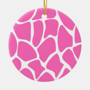 Ornamento De Cerâmica Teste padrão do impressão do girafa no rosa