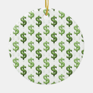 Ornamento De Cerâmica Teste padrão do sinal de dólar