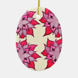 Ornamento De Cerâmica Teste padrão floral da arte cor-de-rosa da flor