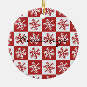 Ornamento De Cerâmica Teste padrão Thunder_Cove do vermelho/o branco da