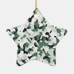 Ornamento De Cerâmica Teste padrão verde da camuflagem