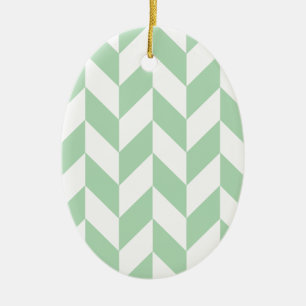 Ornamento De Cerâmica Teste padrão verde de Herringbone da hortelã