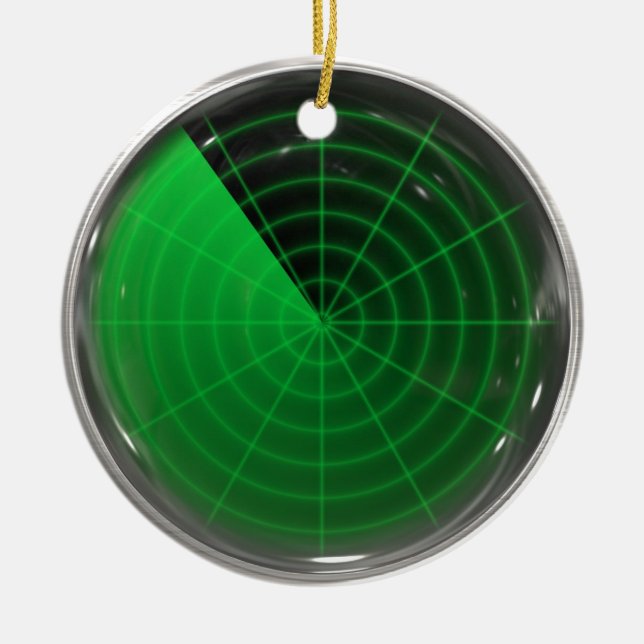 Ornamento De Cerâmica teste padrão verde do radar (Frente)