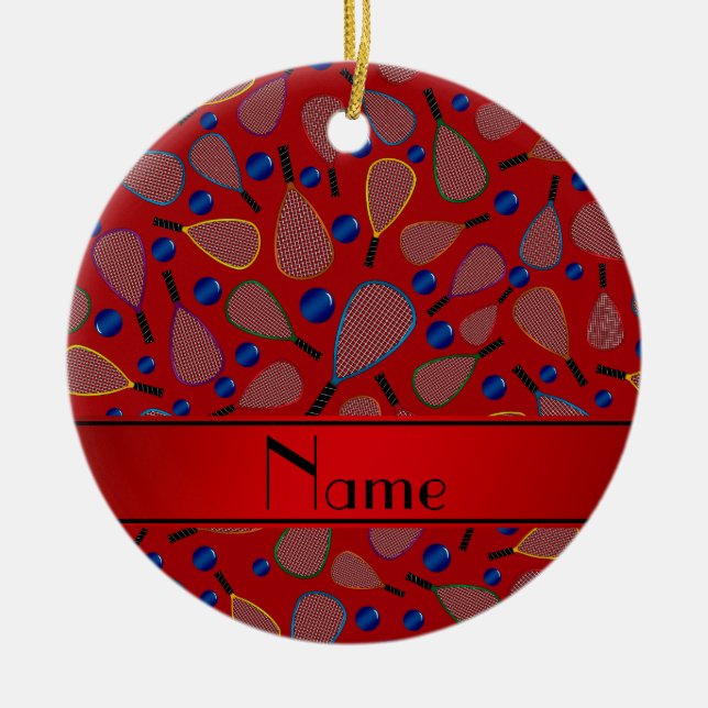 Ornamento De Cerâmica Teste padrão vermelho conhecido personalizado do (Frente)