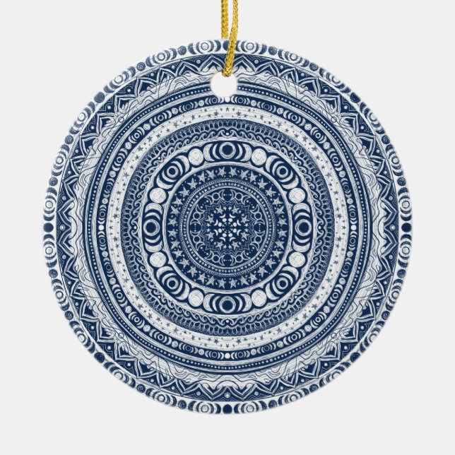 Ornamento De Cerâmica Testemunha de Lua Tripla de Mandala (Frente)