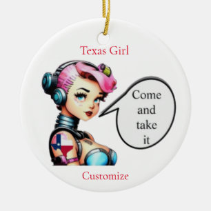 Ornamento De Cerâmica Texas Girl Thunder_Cove