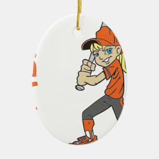 ORNAMENTO DE CERÂMICA TEXTO BAT GIRL DE SOFTBALL